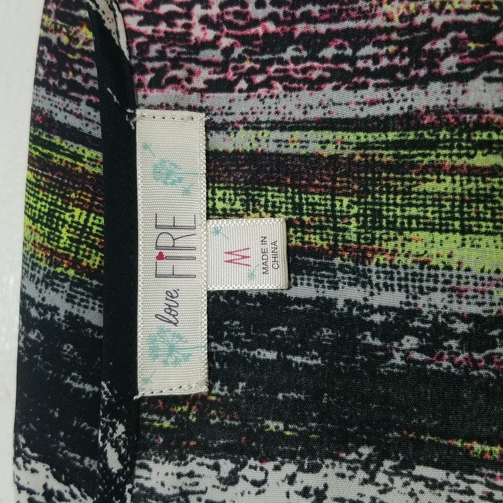Love Fire High-Low Multicolor Pattern Racerback Dress Medium - Picture 9 of 11